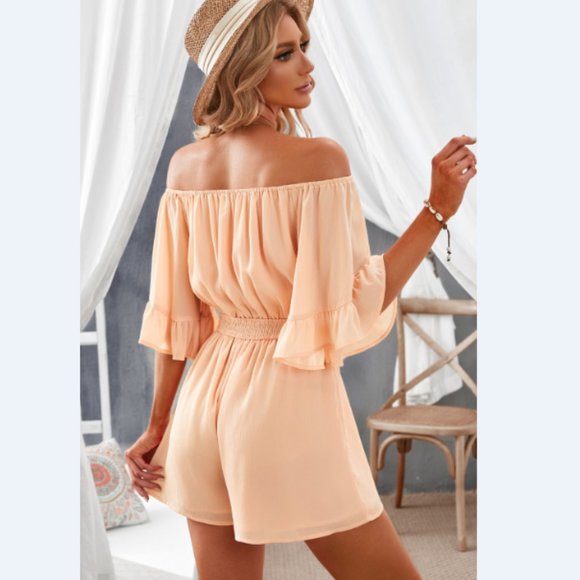 Smocked Waist Off-Shoulder Romper - Picture 3 of 3